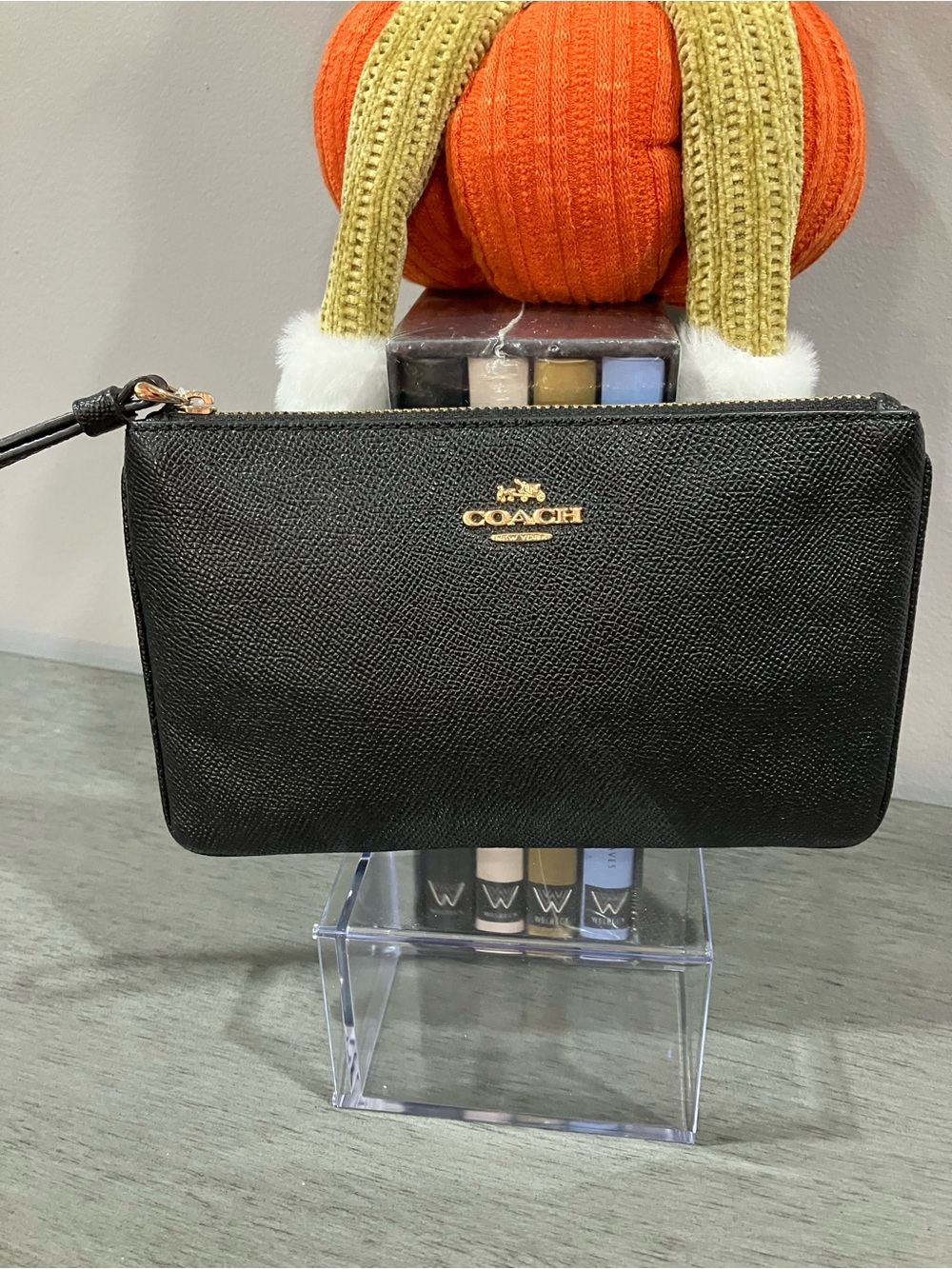 Coach Black Leather Wristlet Pouch